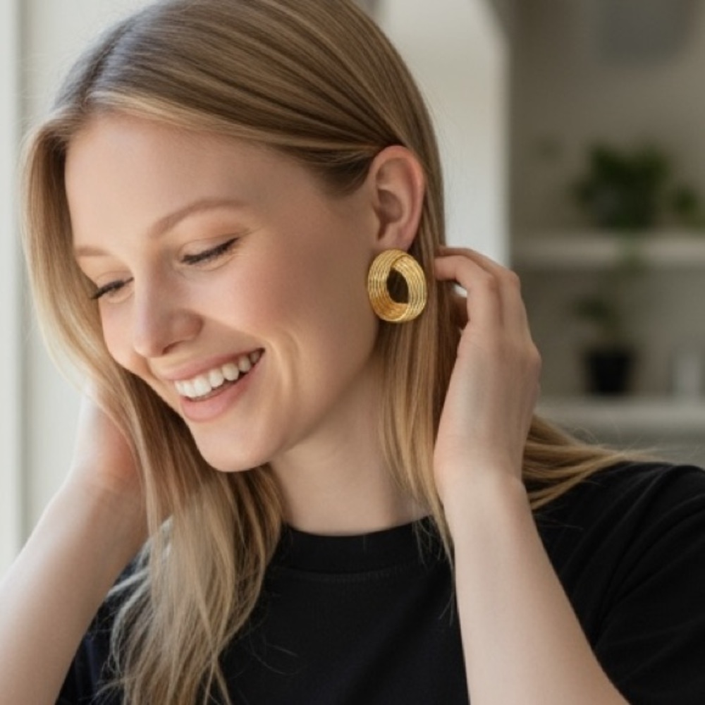 Gold Twisted Hoop Earrings